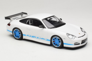 Porsche 911 996 GT3 RS Valkoinen Siniset Raidat Minichamps 1:18 155062021 Metalli — kuva 4 / 6