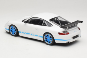 Porsche 911 996 GT3 RS Valkoinen Siniset Raidat Minichamps 1:18 155062021 Metalli — kuva 5 / 6