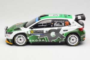 Skoda Fabia Rally2 #24 N. Gryazin / K. Aleksandrov Rally Monte Carlo 2023 IXO 1:18 18RMC155B Metalli — kuva 3 / 6
