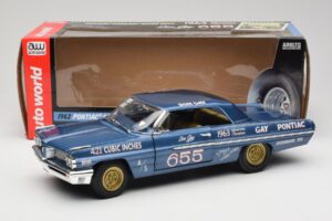 Pontiac Catalina Super Duty Super Stock #655 Sininen 1962 Auto World 1:18 AW201/06 Metalli — kuva 8 / 8