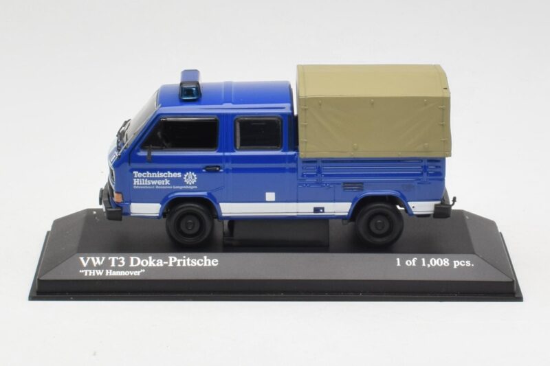Volkswagen T3 Double Cab Flatbed THW Hannover Minichamps 1:43 400055290 Metalli
