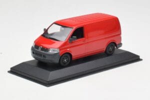 Volkswagen T5 Jakeluauto Punainen & Mustat Pyörät Minichamps 1:43 400052260-B Metalli — kuva 2 / 4