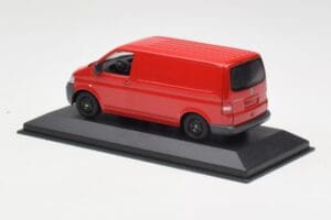 Volkswagen T5 Jakeluauto Punainen & Mustat Pyörät Minichamps 1:43 400052260-B Metalli — kuva 3 / 4