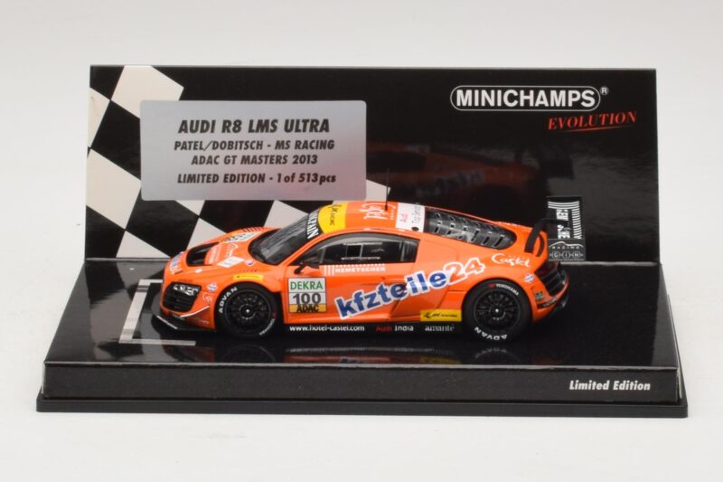 Audi R8 LMS Ultra #100 MS Racing Patel / Dobitsch ADAC GT Masters 2013 Minichamps 1:43 437130100 Metalli