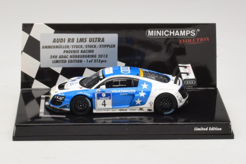 Audi R8 LMS Ultra #4 Phoenix Racing Ammermuller / H-J. Stuck 24 Hours of Nurburgring 2013 Minichamps 1:43 437131304 Metalli