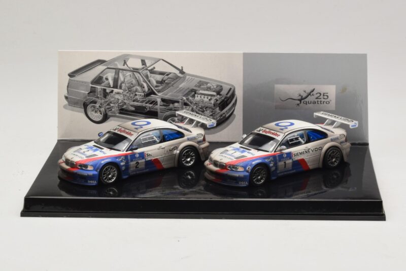 BMW M3 GTR Schnitzer Motorsport J. Müller / D. Müller / H-J. Stuck / P. Lamy Nürburgring 24 Hours Voittajaeditio Set 2004 Minichamps 1:43 BMW M3 GTR Schnitzer Motorsport J. Müller / D. Müller / H-J. Stuck / P. Lamy Nürburgring 24 Hours Voittajaeditio Set 2004 Min