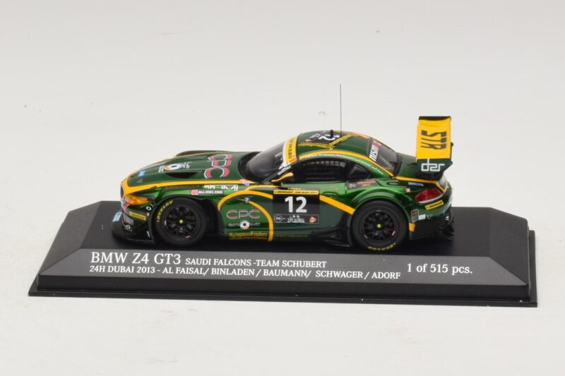 BMW Z4 GT3 Saudi Falcons #12 Al Faisal / Binladen 24 Hours of Dubai 2013 Minichamps 1:43 437132412 Metalli