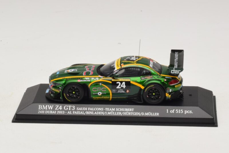 BMW Z4 GT3 Saudi Falcons #24 Al Faisal / Binladen 24 Hours of Dubai 2013 Minichamps 1:43 437132424 Metalli