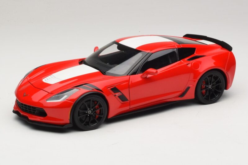 Chevrolet Corvette C7 Grand Sport Punainen ja Valkoiset Raidat AUTOart 1:18 71274 Komposiitti