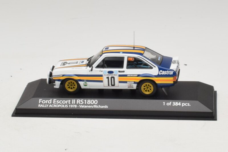 Ford Escort Mk2 RS1800 #10 A. Vatanen / D. Richards Rally Acropolis 1978 Minichamps 1:43 400808410 Metalli