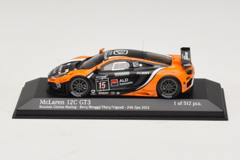 McLaren MP4-12C GT3 #15 Boutsen Racing Bovy / Broggi 24 Hours of Spa 2012 Minichamps 1:43 437121315 Metalli
