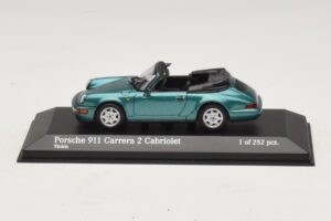 Porsche 911 964 Carrera 2 Cabriolet Turkoosi Minichamps 1:43 430067332 Metalli