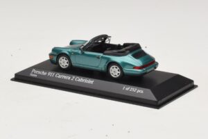 Porsche 911 964 Carrera 2 Cabriolet Turkoosi Minichamps 1:43 430067332 Metalli — kuva 3 / 4