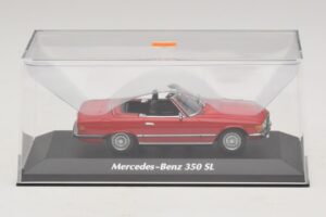 Mercedes 350 SL R107 Punainen Maxichamps 1:43 940033432 Metalli — kuva 4 / 5