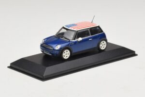 Mini Cooper S R53 Sininen Amerikan Lipulla Minichamps 1:43 MINI014 Metalli — kuva 2 / 5