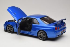 Nissan Skyline GT-R R34 V-Spec II Sininen Metallinen OEM Vanteet KK-Scale 1:12 KKDC120211-1 Metalli — kuva 5 / 8