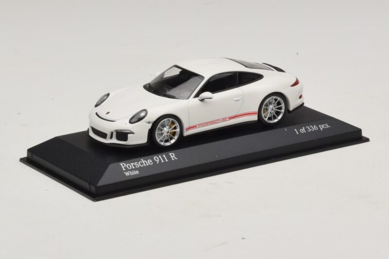 Porsche 911 991.1 R Valkoinen Punaisilla Raidoilla Minichamps 1:43 410066220 Metalli